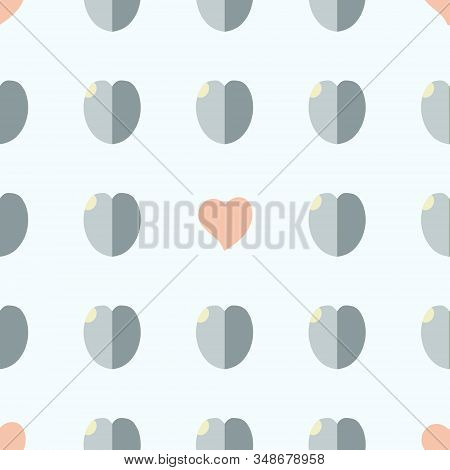 Seamless Pattern: Handmade Staggered Hearts And Leaves