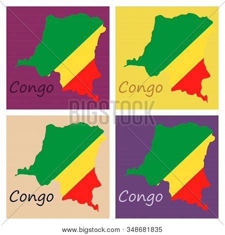Congo Map And Flag In White Background