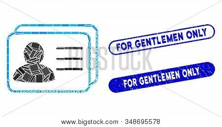 Mosaic Account Cards And Corroded Stamp Seals With For Gentlemen Only Phrase. Mosaic Vector Account 