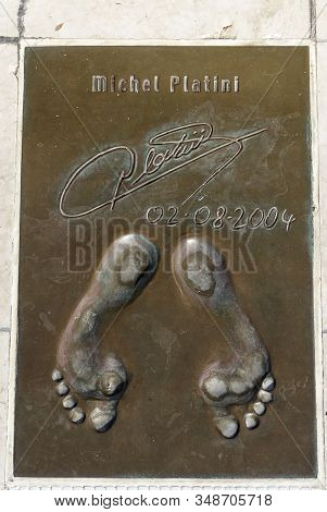 Monaco City, Monaco - 07 July, 2015: Footprint Of A Famous Football Player Michel Platini On The Wal