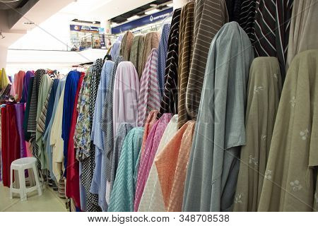 Fabric Material With Accessories From Garment Shop For Thai People And Foreigner Travelers Walking S