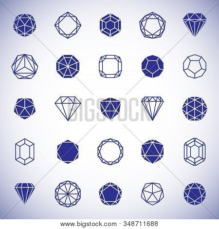 Vector Abstract Geometric Forms Collection Can Be Used As Corporate Business Identity Logo. Faceted 