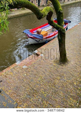 Utrecht, Netherlands - October 5,2019: Tourist Boat On The River  In Utrecht, Netherlands. Utrecht I