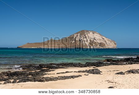 Rabbit Island In The Sea Off Makapuu Beach In Winter On The East Coast Of Oahu