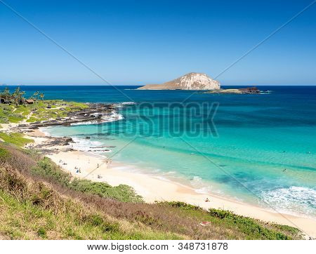 View Across The East Coastline Of Oahu Over Makapuu Beach With Rabbit And Kaohikaipu Islands