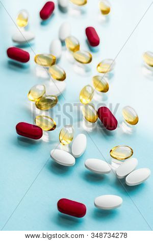 Pills And Capsules For Diet Nutrition, Anti-aging Beauty Supplements, Probiotic Drugs, Pill Vitamins
