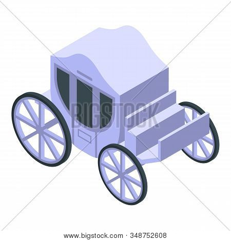White Royal Carriage Icon. Isometric Of White Royal Carriage Vector Icon For Web Design Isolated On 