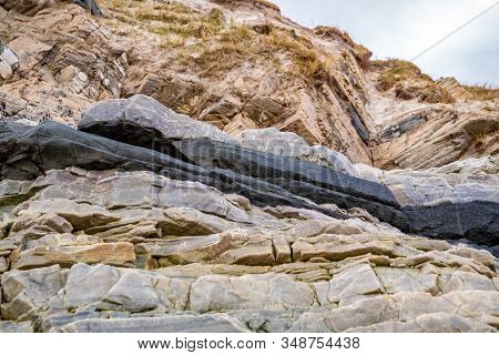 Layers Of Schist Found In The Rocks Of Maghera Beach Near Ardara County Donegal In Ireland.