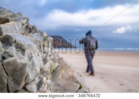 Huge Rock On Maghera Beach Near Ardara County Donegal In Ireland.