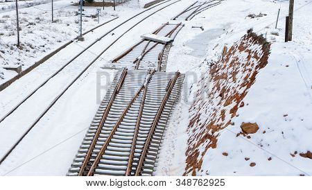 Snowy Train Tracks In The Town Of Barracas