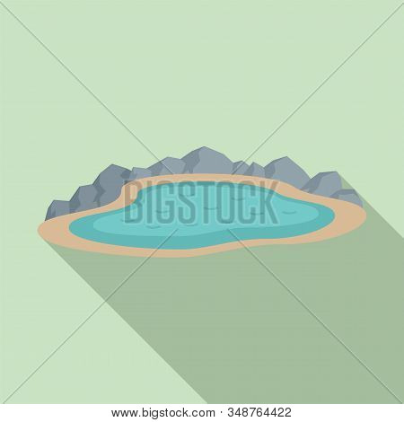 Mountain Lake Icon. Flat Illustration Of Mountain Lake Vector Icon For Web Design