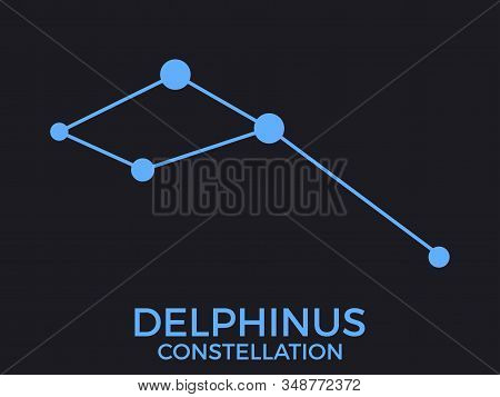 Delphinus Constellation. Stars In The Night Sky. Cluster Of Stars And Galaxies. Constellation Of Blu