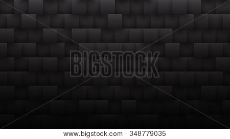Dark Gray Rendered 3d Squares Tech Minimalist Black Abstract Background. Science Conceptual Technolo