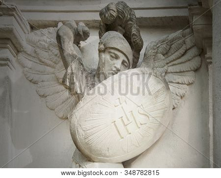 Christogram On The Shield. Fragment Of The Composition From The Battle Of St. George And The Dragon.