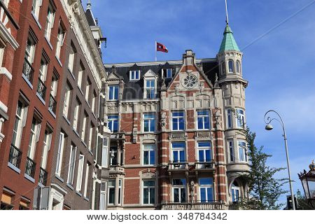Amsterdam City Architecture - Oude Turfmarkt Residential Buildings. Netherlands Rowhouse.