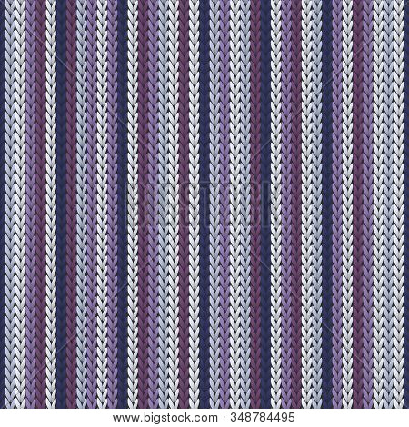 Cozy Vertical Stripes Christmas Knit Geometric Vector Seamless. Carpet Stockinet Ornament. Winter Se