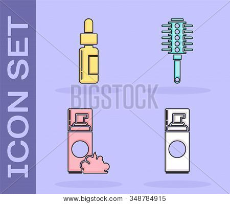 Set Shaving Gel Foam, Glass Bottle With A Pipette, Shaving Gel Foam And Hairbrush Icon. Vector