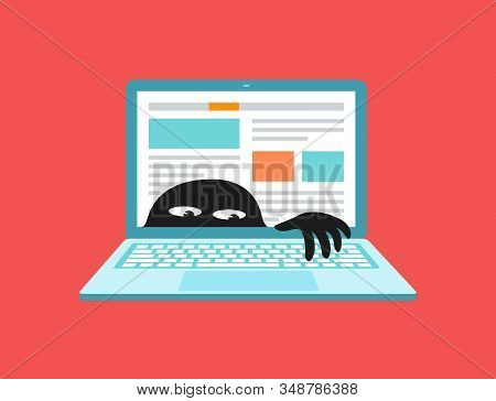 Virus On Laptop, Malware Or Network Vulnerability Vector