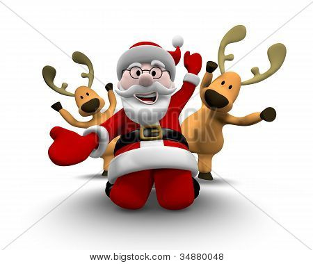 Santa Claus and Deers