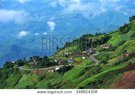 Country Road No 2331. This Road Goes To Phu Thap Buek This As Highest Mountain Of Phetchabun Provinc