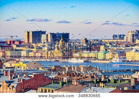 Panoramic View From The Roof Of St. Isaac's Cathedral. Saint Petersburg. Russia.