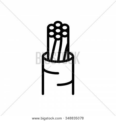 Black Line Icon For Wire Electric Cable Connection Circuit Current Danger  Voltage Watt