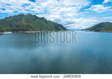 Beautiful Nature Scenic Landscape With Mountain Range Clear View On Blue Sky In The Morning At Vajir