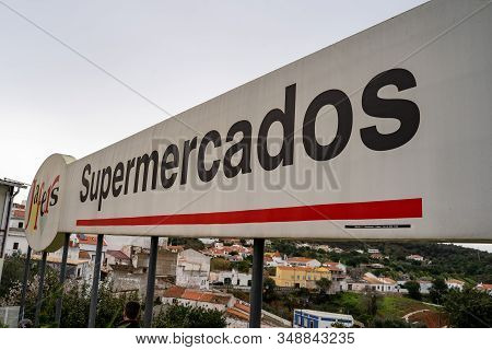 Alte, Portugal - January 24, 2020: Sign For The Jafers Supermercados (supermarket) In The Small Vill