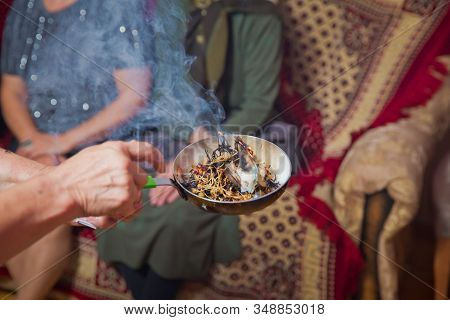 Magic Plant Uzerlik . Burning Prevents Bad Looking. Peganum Harmala. Incense Of Herb Smokes For Good