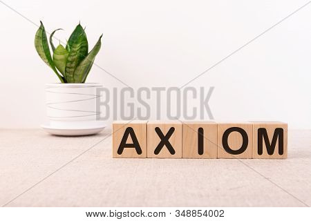 Axiom Word Made With Building Blocks On A Light Background