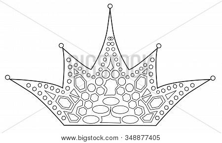 Beautiful King Crown. Hand Drawn Vector Stock Illustration.