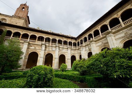 Leon, Spain - June 27, 2017: Cloister of the monastery of San Isidoro.