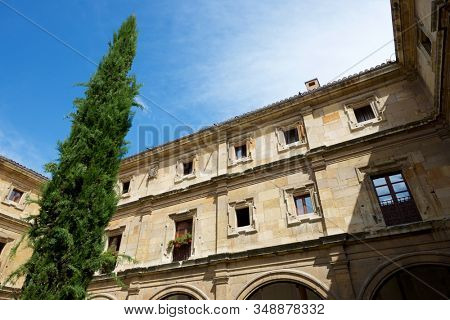 Leon, Spain - June 27, 2017: Cloister of the monastery of San Isidoro.