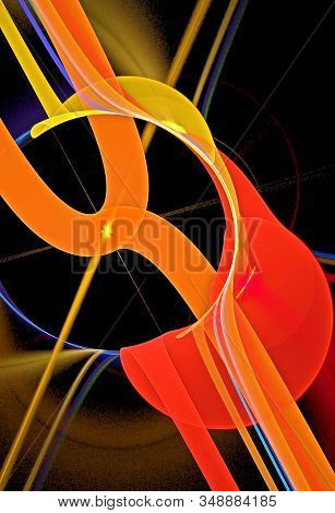 Abstract, Fractal, Computer-generated Image Of Multi-colored Geometric Shapes, Curves And Lines Rese