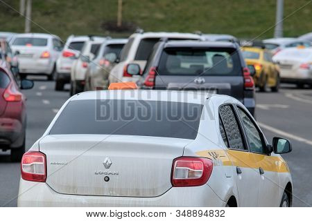 Mosocw, Russia - January, 26, 2020: the image of the taxi on Mosocw street