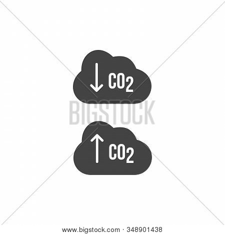 Co2 Icon. Cloud Carbon Dioxide Emissions Arrows Up Down Illustration. Pollution Of Air And The Envir