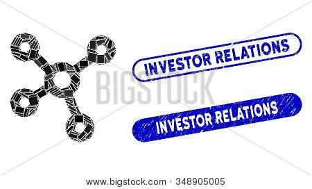 Mosaic Relations And Rubber Stamp Seals With Investor Relations Caption. Mosaic Vector Relations Is 