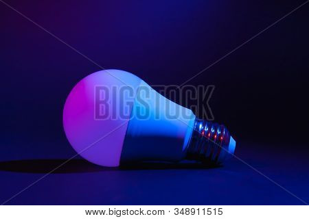 Smart Led Lamp, Economical And Durable With The Ability To Adjust Color And Brightness. Stock Photo