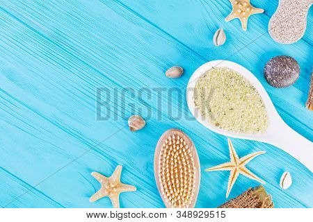 Bathroom Accessories. Spa And Beauty Theatment Products. Concept Of Natural Spa Cosmetics And Organi