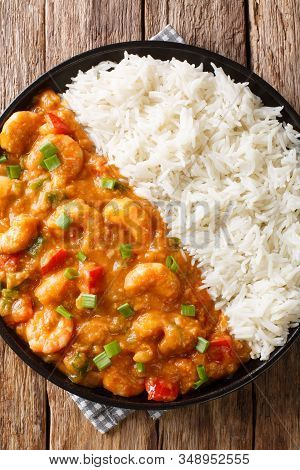 Shrimp Etouffee Classic Louisiana Stew Is Made With Shrimp, Onion, Celery, And Green Pepper Served W