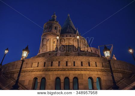16.08.2019 Budapest, Hungary, View On Halaszbastya - Fisherman Bastion, In The Night
