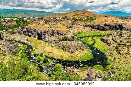 Aerial View Of The Kasagh River At Oshakan In Armenia