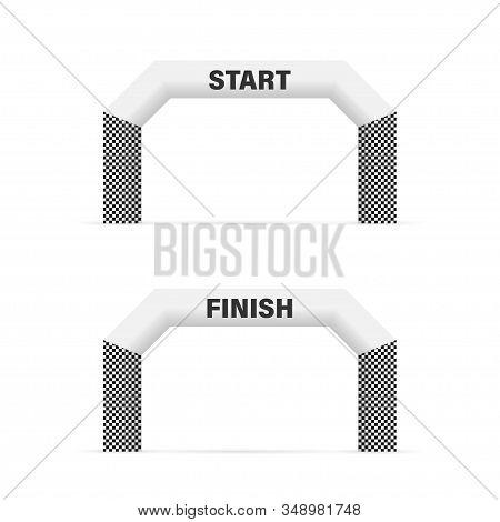 Inflatable Arch Set. Sport Event. Marathon Racing Concept. Vector Stock Illustration.