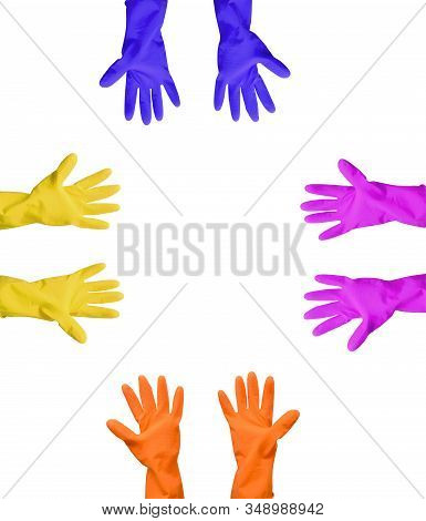 Household Gloves Of Different Colors In High Resolution, Isolated Photo