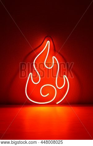 Orange Neon Sign Fire. Trendy Style. Neon Sign. Custom Neon. Home Decor.