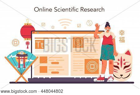 Orientalist Online Service Or Platform. Scientist Researching Near
