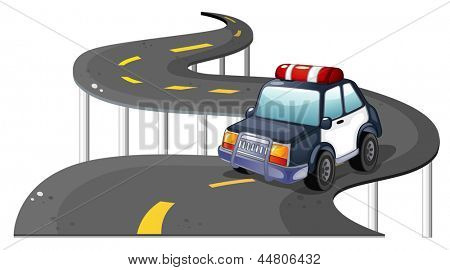 Illustration af en politibil på vej på en hvid baggrund