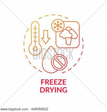 Freeze Drying Red Gradient Concept Icon. Low Temperature Dehydration. Liquid Removal. Food Technolog