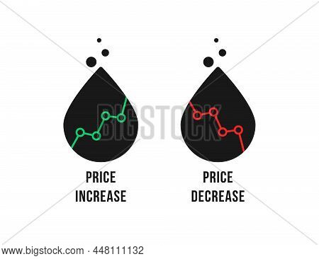 Increase And Decrease Oil Price Like Drops. Concept Of Financial Speculation And Global Glut By Opec