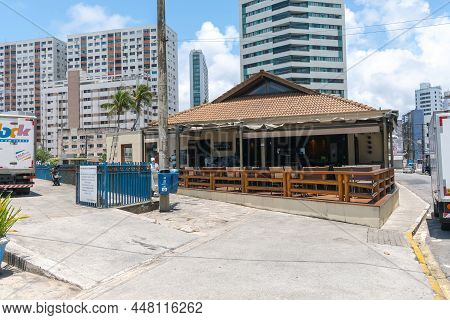 Recife, Pe, Brazil - October 14, 2021: Ilha Sertaneja Restaurant At Boa Viagem Square.